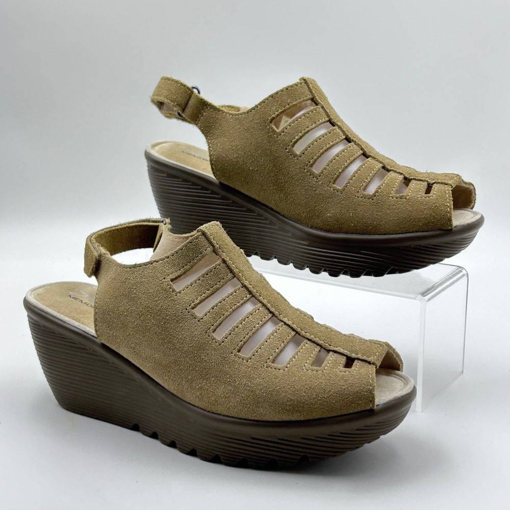 Skechers Parallel Wedge Sandals Womens 7 Tan Suede Cage Platform Boho Comfort